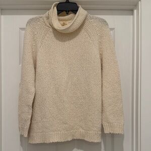 EILEEN FISHER Cozy Cream Turtleneck Sweater Organic Cotton MEDIUM